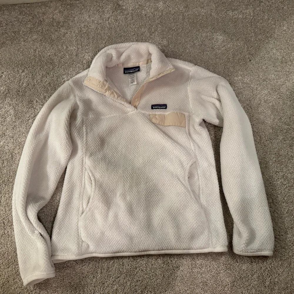 Patagonia Re-Tool Snap-T Fleece Pullover Natural Tan Pocket Women’s S
